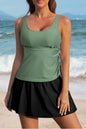 Mist Green Scoop Neck Adjustable Tankini and Matching Skort Bathing Suit