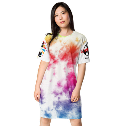 LOVE MORE TIE DYE T-shirt dress