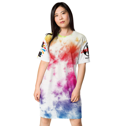 LOVE MORE TIE DYE T-shirt dress