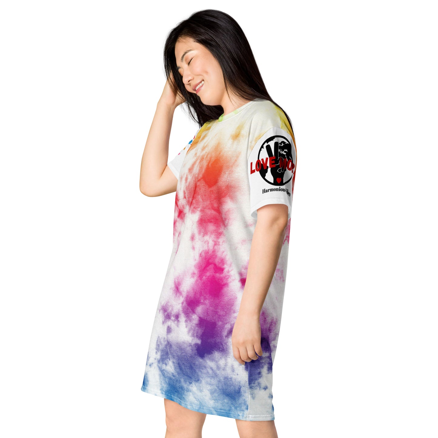 LOVE MORE TIE DYE T-shirt dress