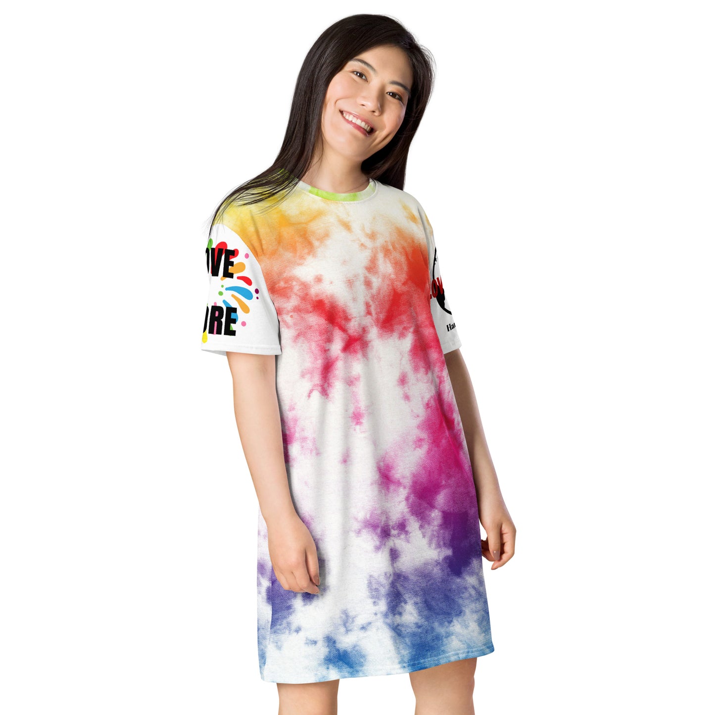 LOVE MORE TIE DYE T-shirt dress