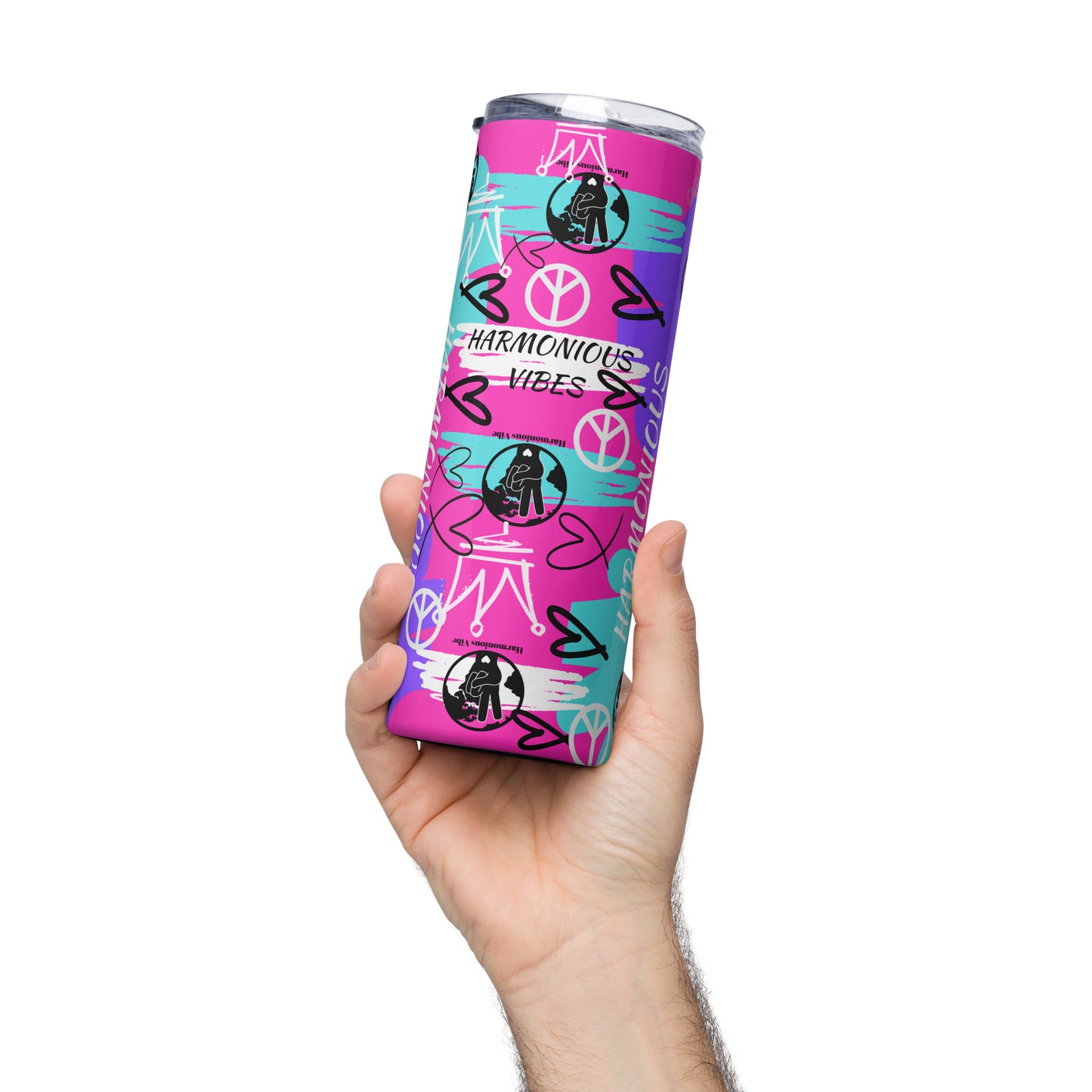 "PINK HARMONIOUS GRAFFITI" Stainless steel tumbler