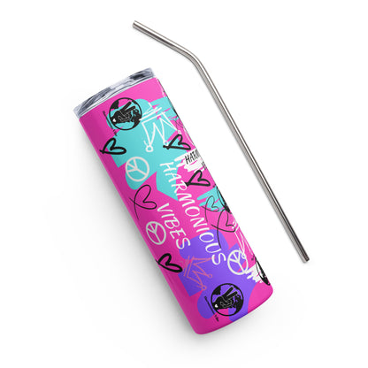 "PINK HARMONIOUS GRAFFITI" Stainless steel tumbler